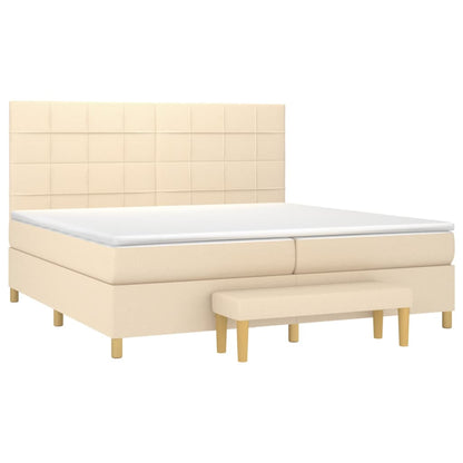 Giroletto a Molle con Materasso Crema 200x200 cm in Tessuto