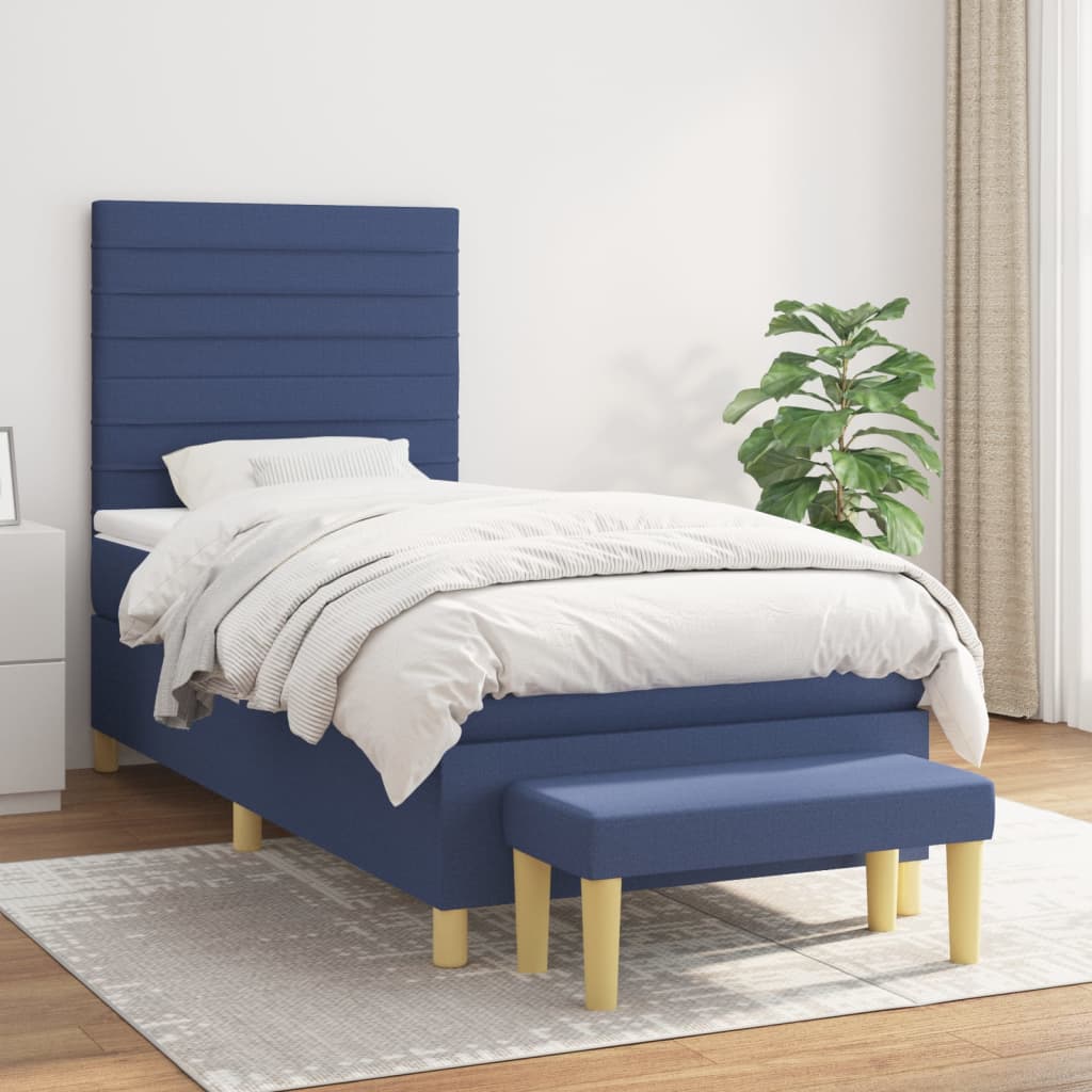 Giroletto a Molle con Materasso Blu 90x190 cm in Tessuto | homemem39