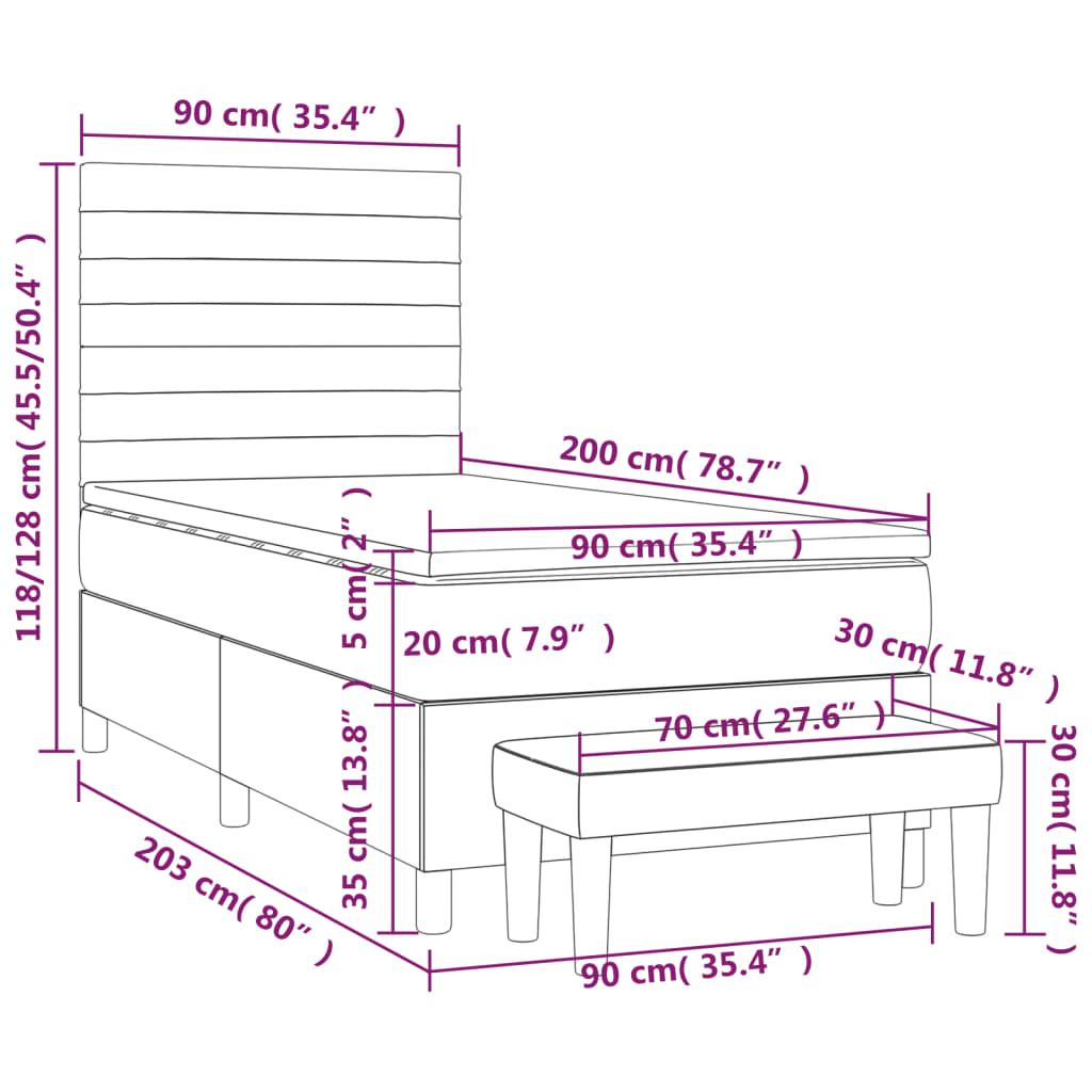 Giroletto a Molle con Materasso Blu 90x200 cm inTessuto