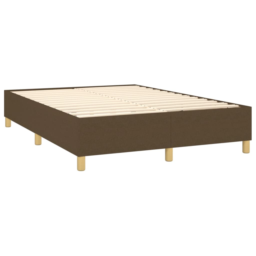 Spring Bed Frame with Dark Brown Mattress 140x190cm Fabric