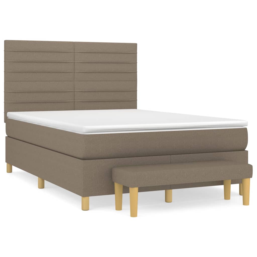 Spring bed frame with dove gray mattress 140x200 cm in fabric