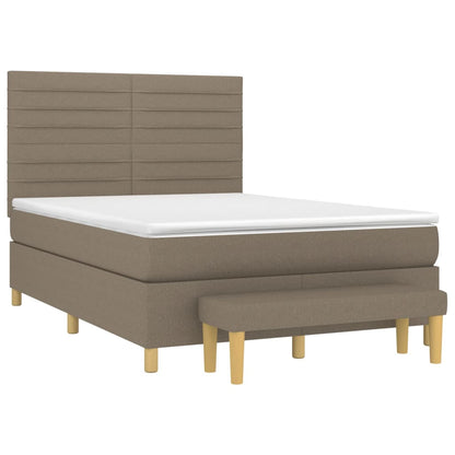 Spring bed frame with dove gray mattress 140x200 cm in fabric