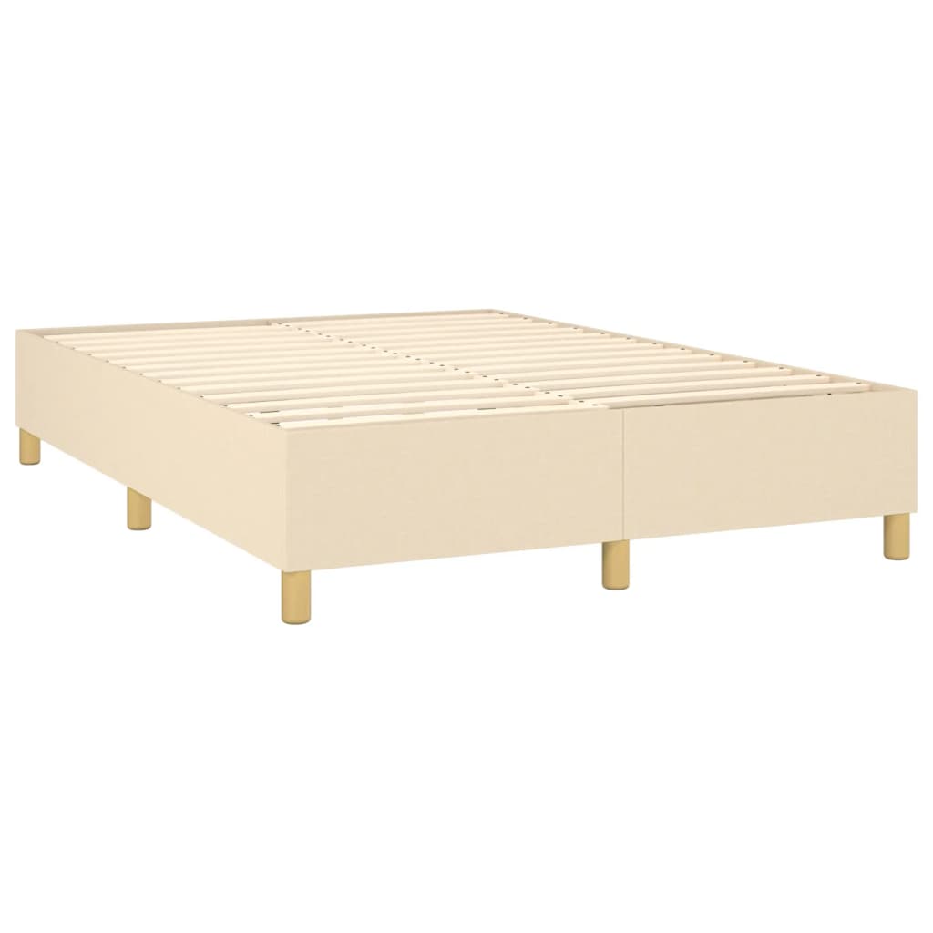 Spring bed frame with cream mattress 140x200 cm in fabric