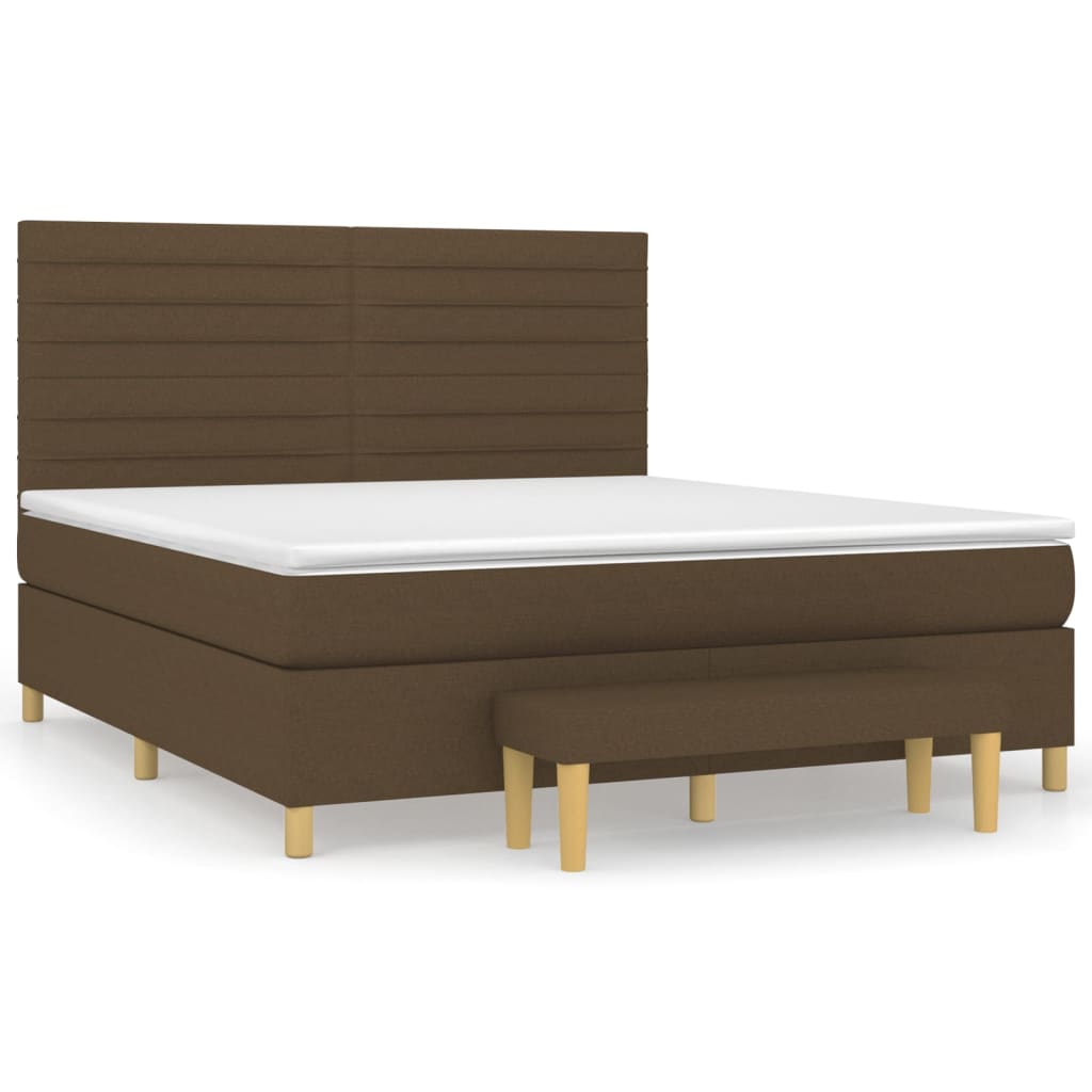 Giroletto a Molle con Materasso Marrone Scuro 160x200cm Tessuto | homemem39