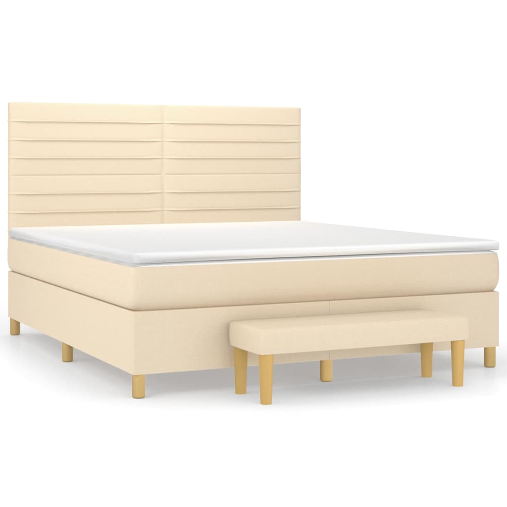 Giroletto a Molle con Materasso Crema 160x200 cm in Tessuto