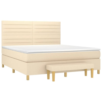Giroletto a Molle con Materasso Crema 160x200 cm in Tessuto