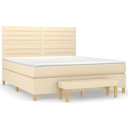 Giroletto a Molle con Materasso Crema 180x200 cm in Tessuto