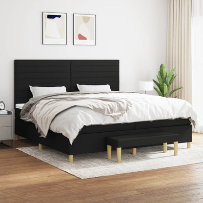 Giroletto a Molle con Materasso Nero 200x200 cm in Tessuto
