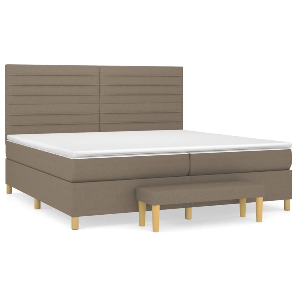 Spring bed frame with dove gray mattress 200x200 cm in fabric