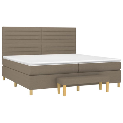 Spring bed frame with dove gray mattress 200x200 cm in fabric