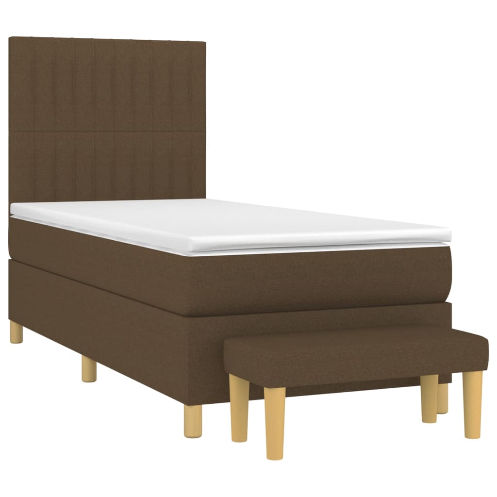 Spring Bed Frame with Dark Brown Mattress 80x200 cm Fabric
