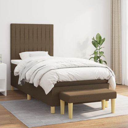 Giroletto a Molle con Materasso Marrone Scuro 90x190cm Tessuto