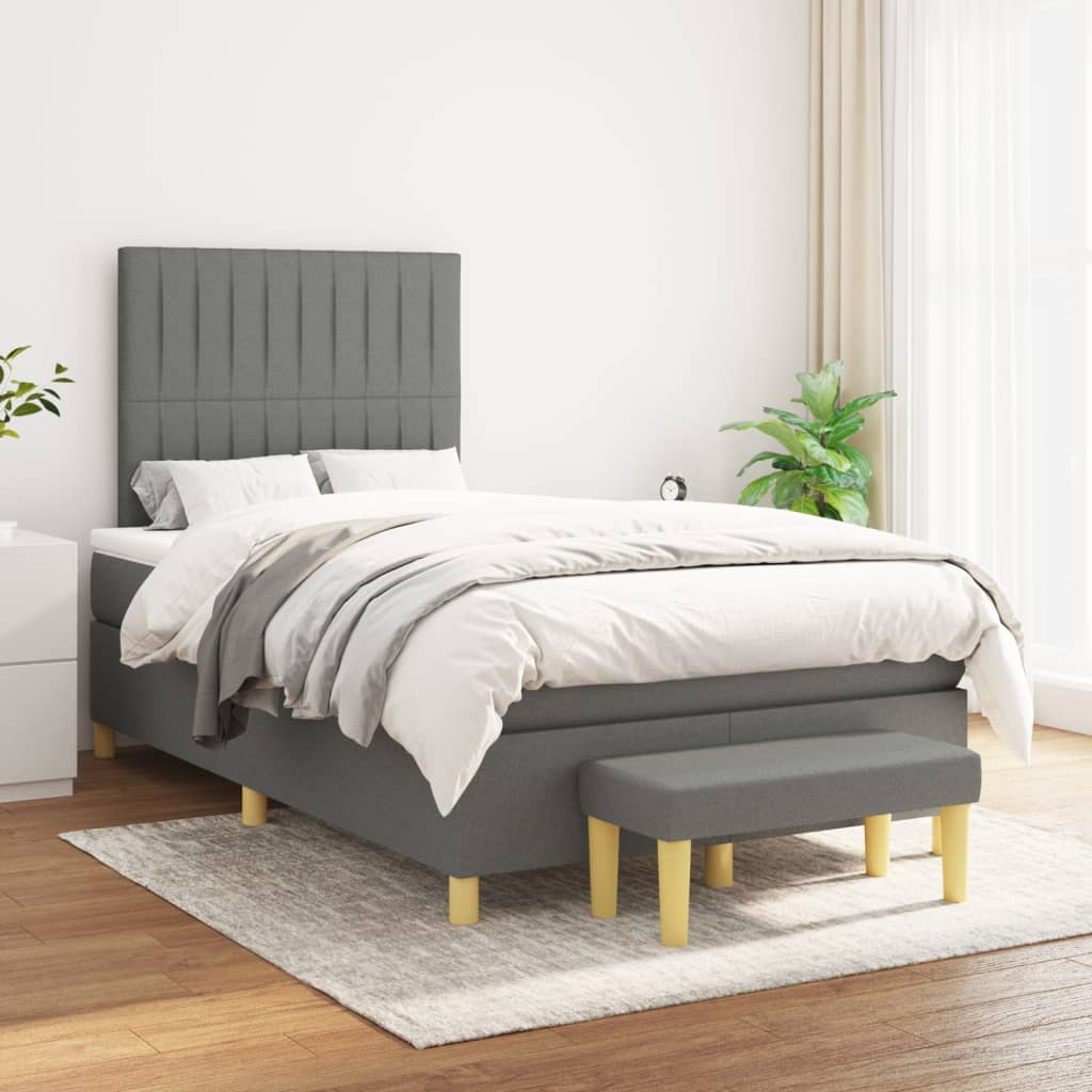 Giroletto a Molle con Materasso Grigio Scuro 120x200 cm Tessuto | homemem39