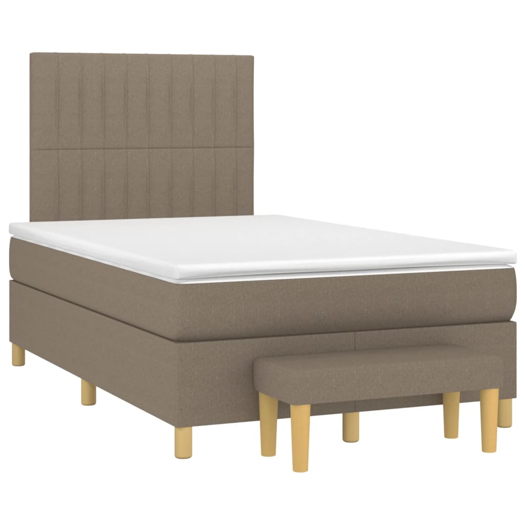 Spring bed frame with dove gray mattress 120x200 cm in fabric