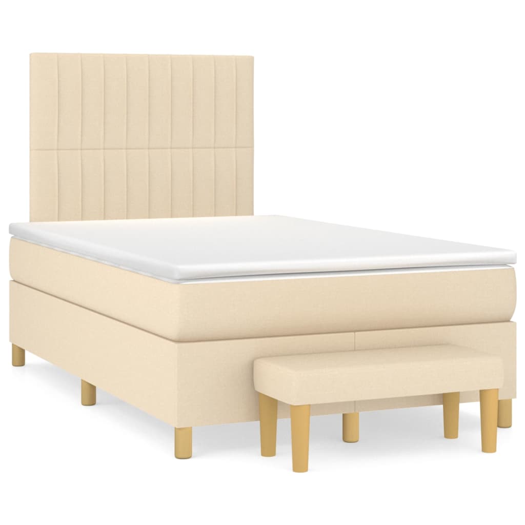 Giroletto a Molle con Materasso Crema 120x200 cm in Tessuto