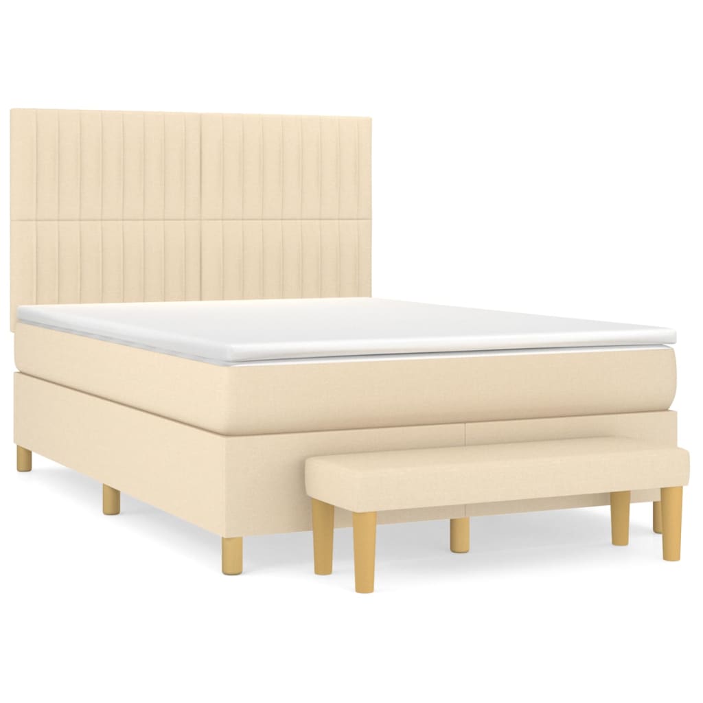 Giroletto a Molle con Materasso Crema 140x19 cm in Tessuto | homemem39