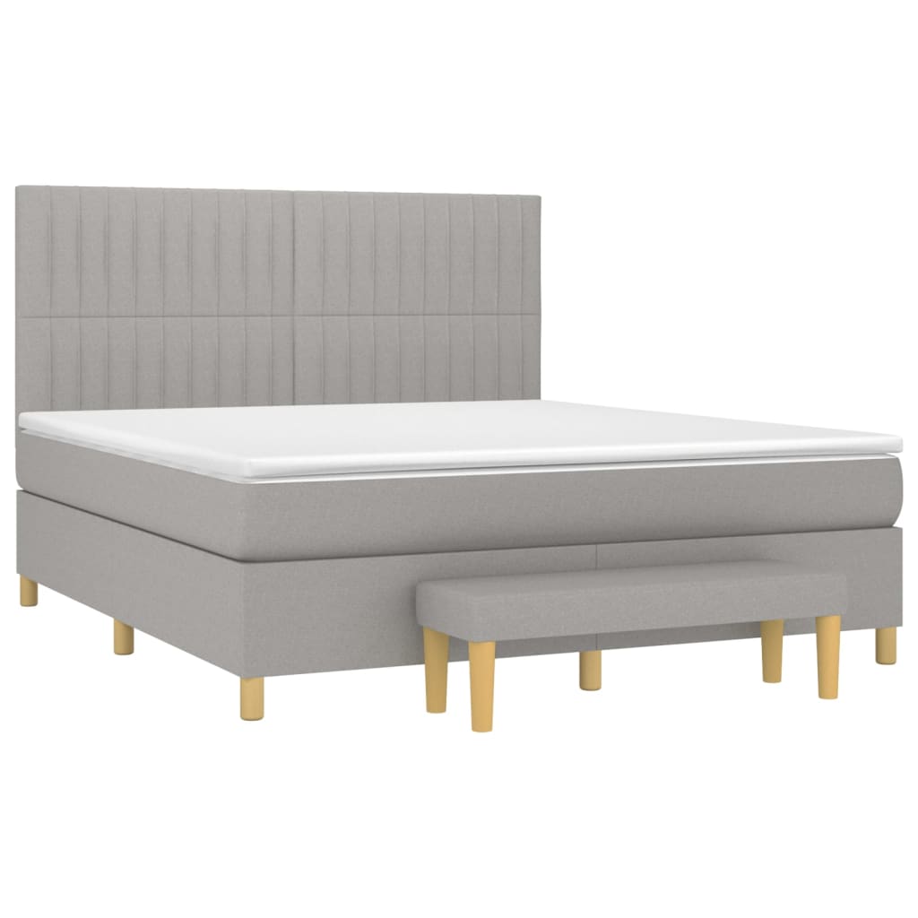 Spring bed frame with light gray mattress 160x200 cm fabric