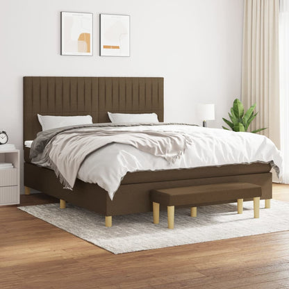Giroletto a Molle con Materasso Marrone Scuro 160x200cm Tessuto | homemem39