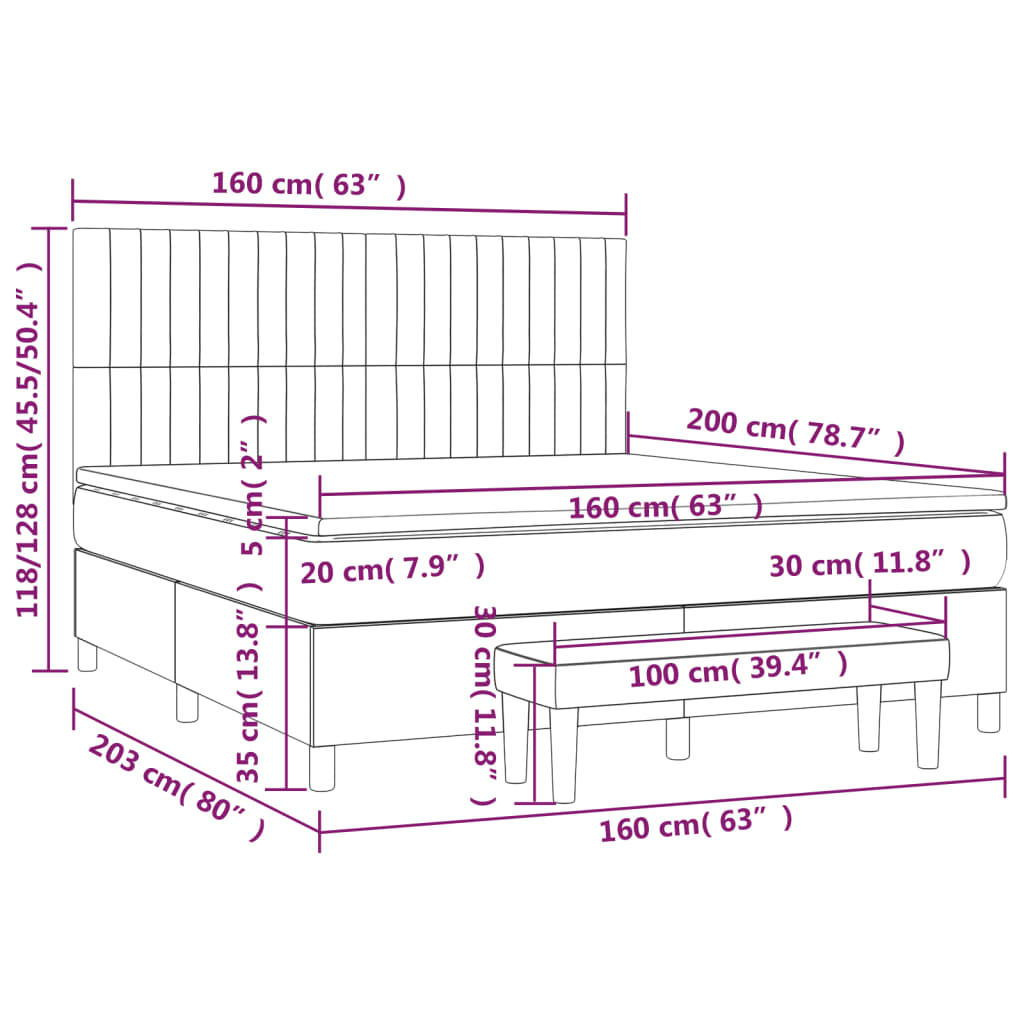 Giroletto a Molle con Materasso Tortora 160x200 cm in Tessuto