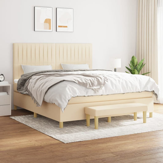 Giroletto a Molle con Materasso Crema 180x200 cm in Tessuto | homemem39