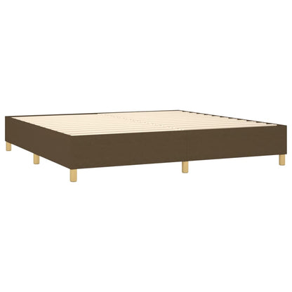 Spring Bed Frame with Dark Brown Mattress 200x200cm Fabric