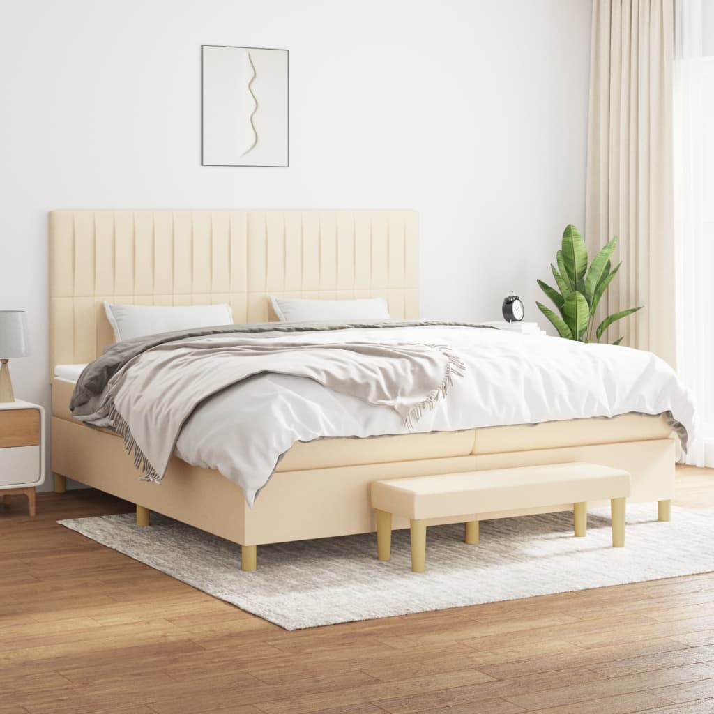 Giroletto a Molle con Materasso Crema 200x200 cm in Tessuto