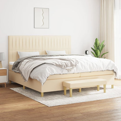 Giroletto a Molle con Materasso Crema 200x200 cm in Tessuto