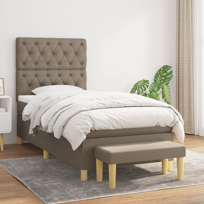 Spring bed frame with dove gray mattress 80x200 cm in fabric