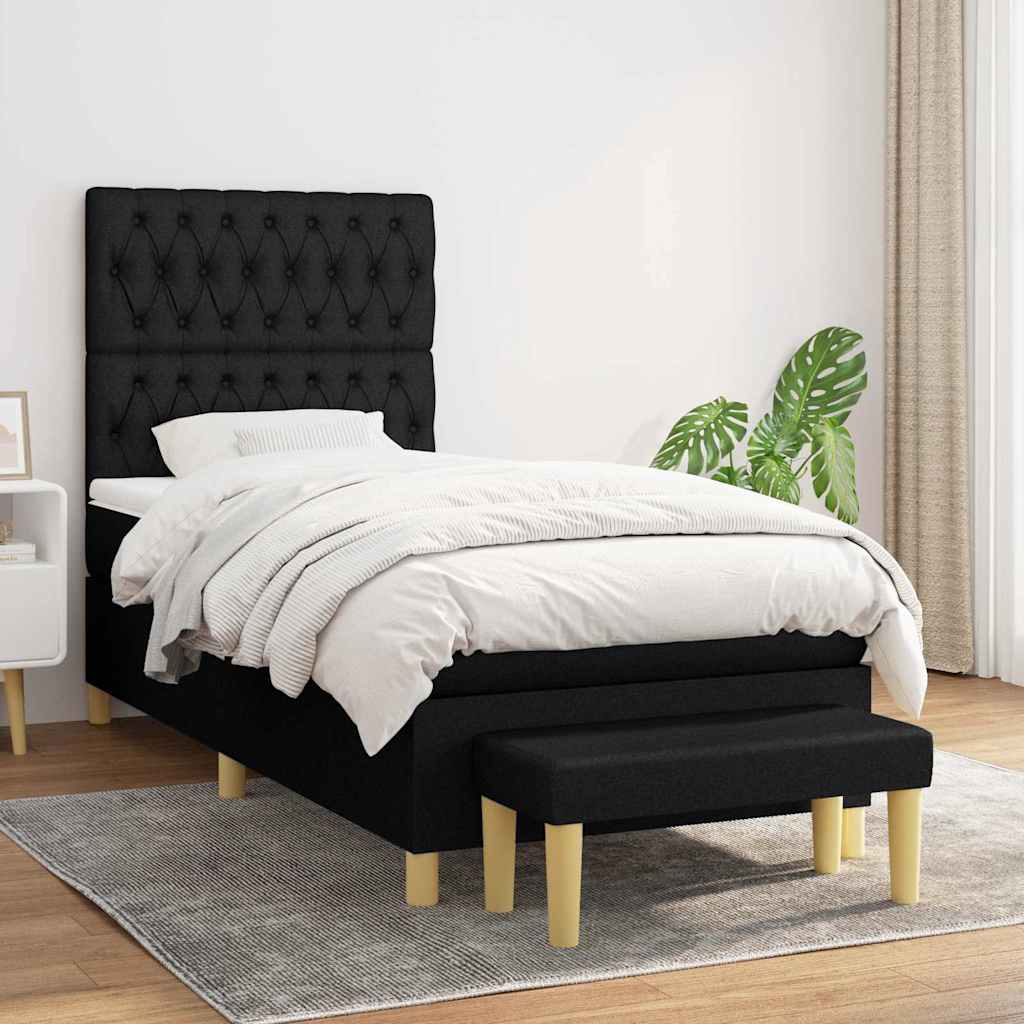 Giroletto a Molle con Materasso Nero 90x190 cm in Tessuto