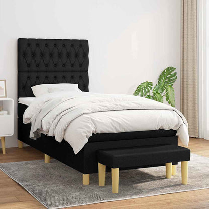 Giroletto a Molle con Materasso Nero 90x190 cm in Tessuto