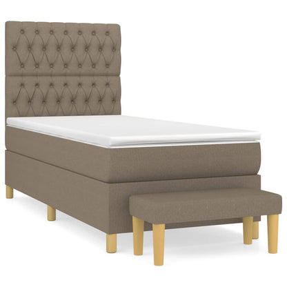 Spring bed frame with dove gray mattress 90x190 cm in fabric