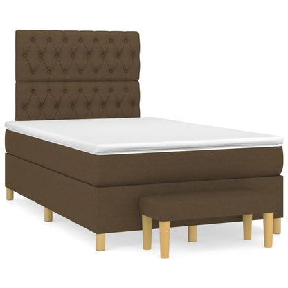 Spring Bed Frame with Dark Brown Mattress 120x200cm Fabric