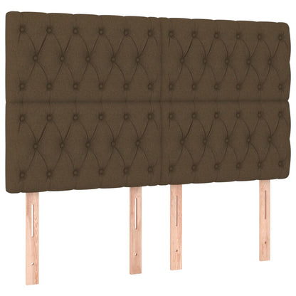 Spring Bed Frame with Dark Brown Mattress 140x190cm Fabric