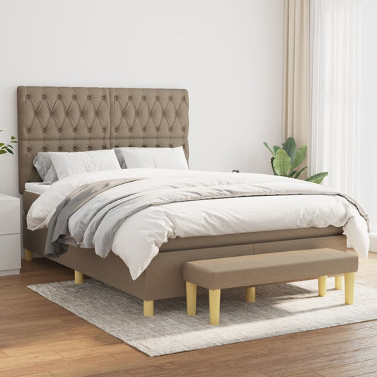 Spring bed frame with dove gray mattress 140x200 cm in fabric
