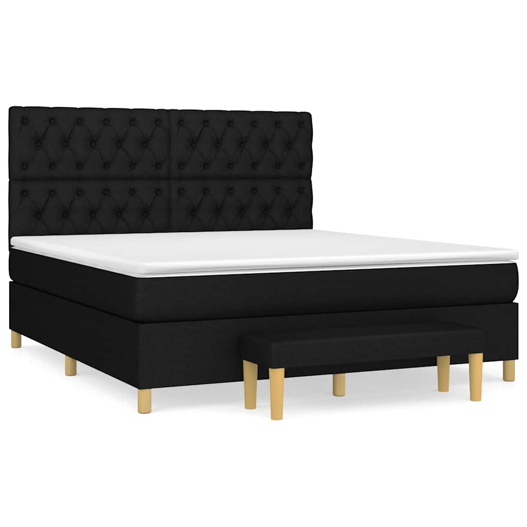 Giroletto a Molle con Materasso Nero 160x200 cm in Tessuto | homemem39