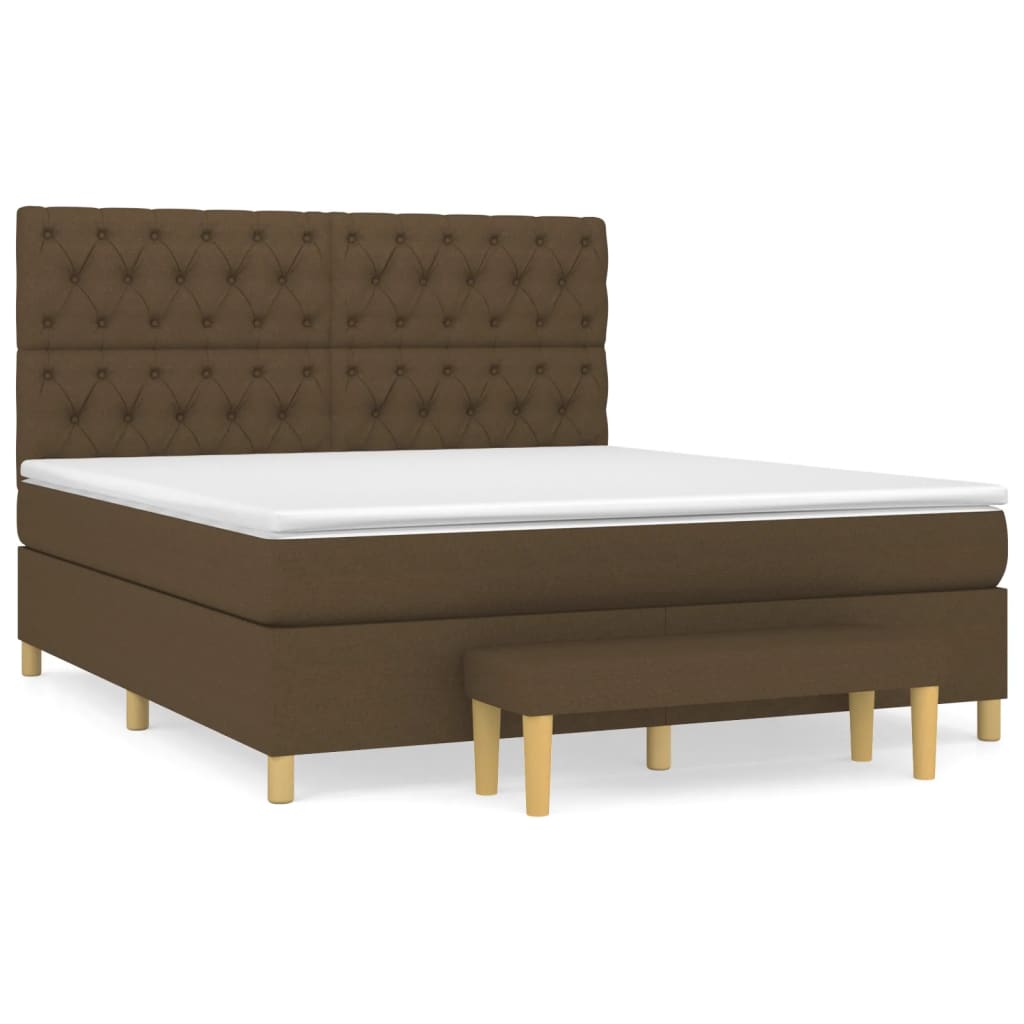 Giroletto a Molle con Materasso Marrone Scuro 160x200cm Tessuto | homemem39