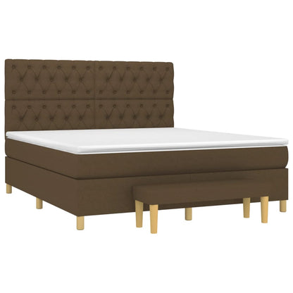 Giroletto a Molle con Materasso Marrone Scuro 160x200cm Tessuto | homemem39