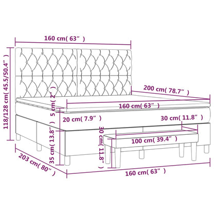 Giroletto a Molle con Materasso Marrone Scuro 160x200cm Tessuto | homemem39