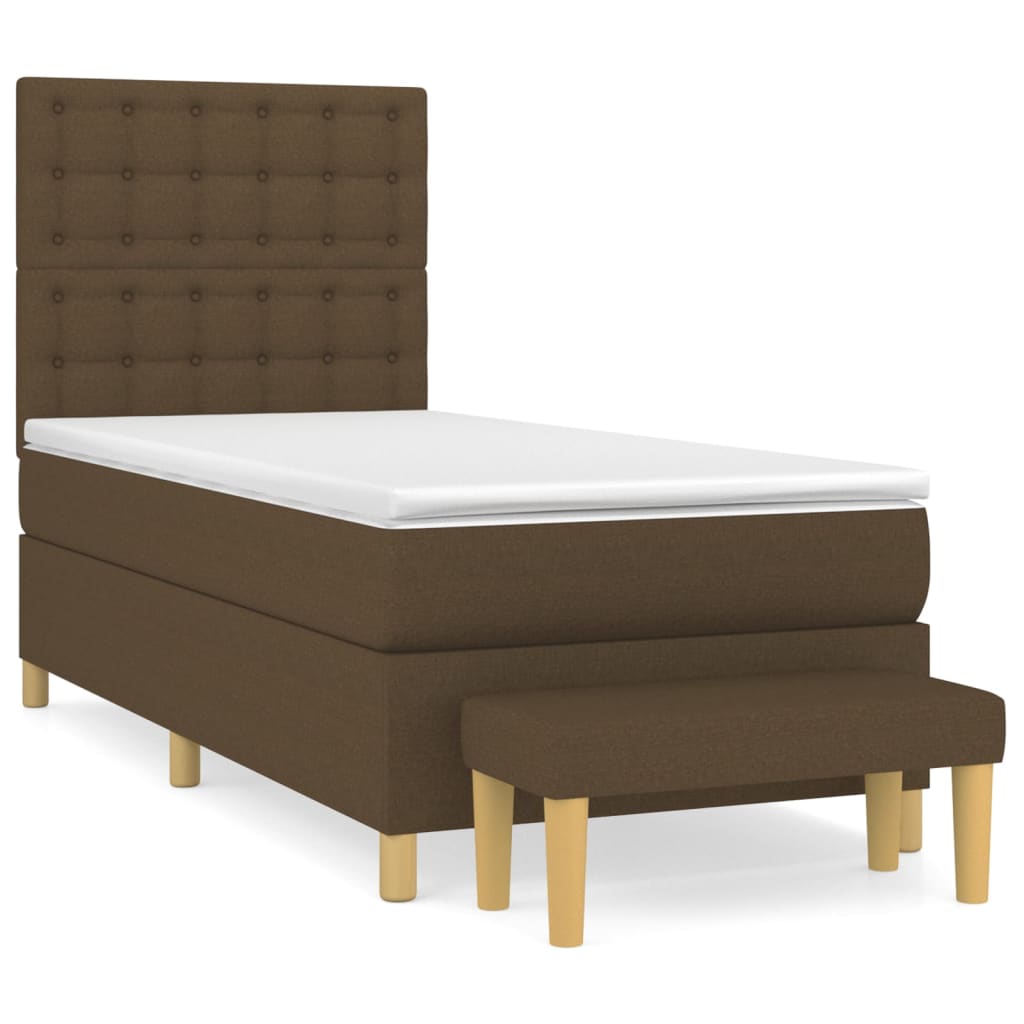 Giroletto a Molle con Materasso Marrone Scuro 80x200 cm Tessuto | homemem39