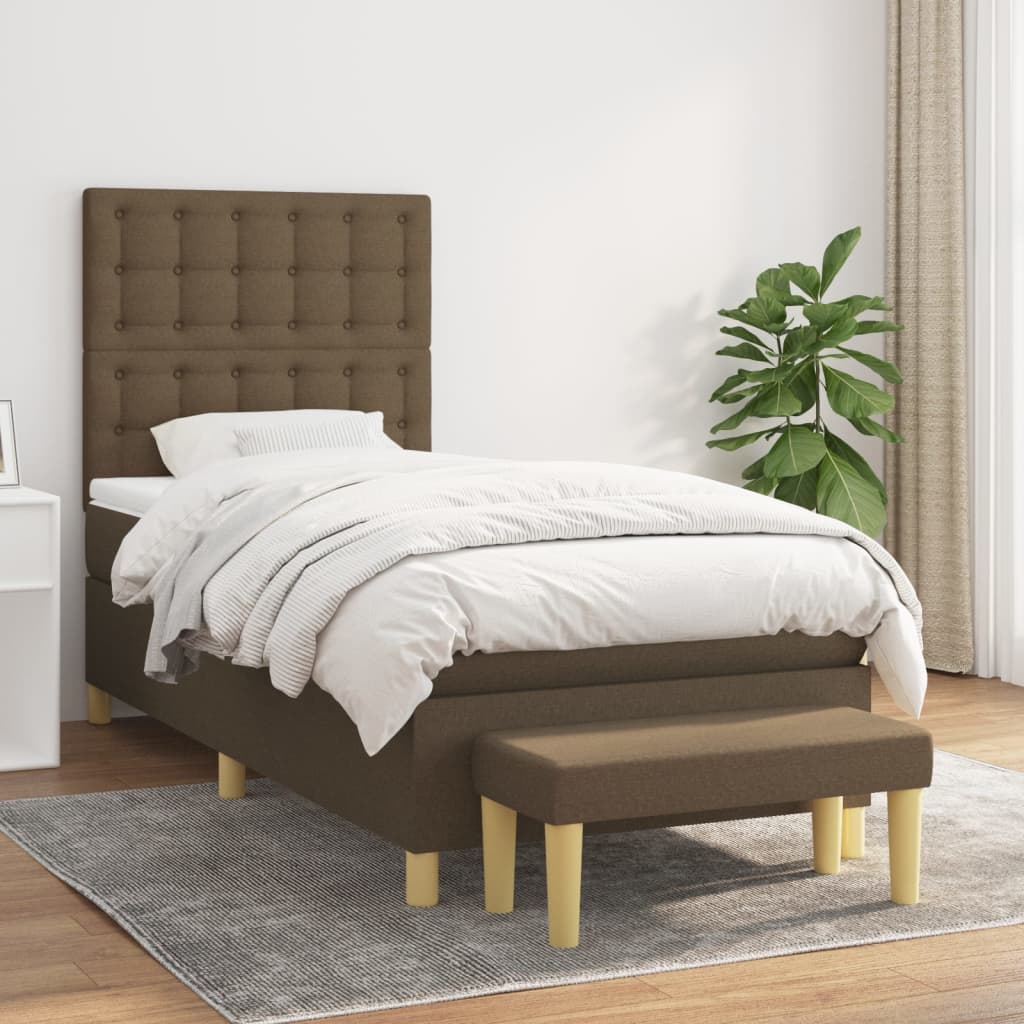 Giroletto a Molle con Materasso Marrone Scuro 80x200 cm Tessuto | homemem39