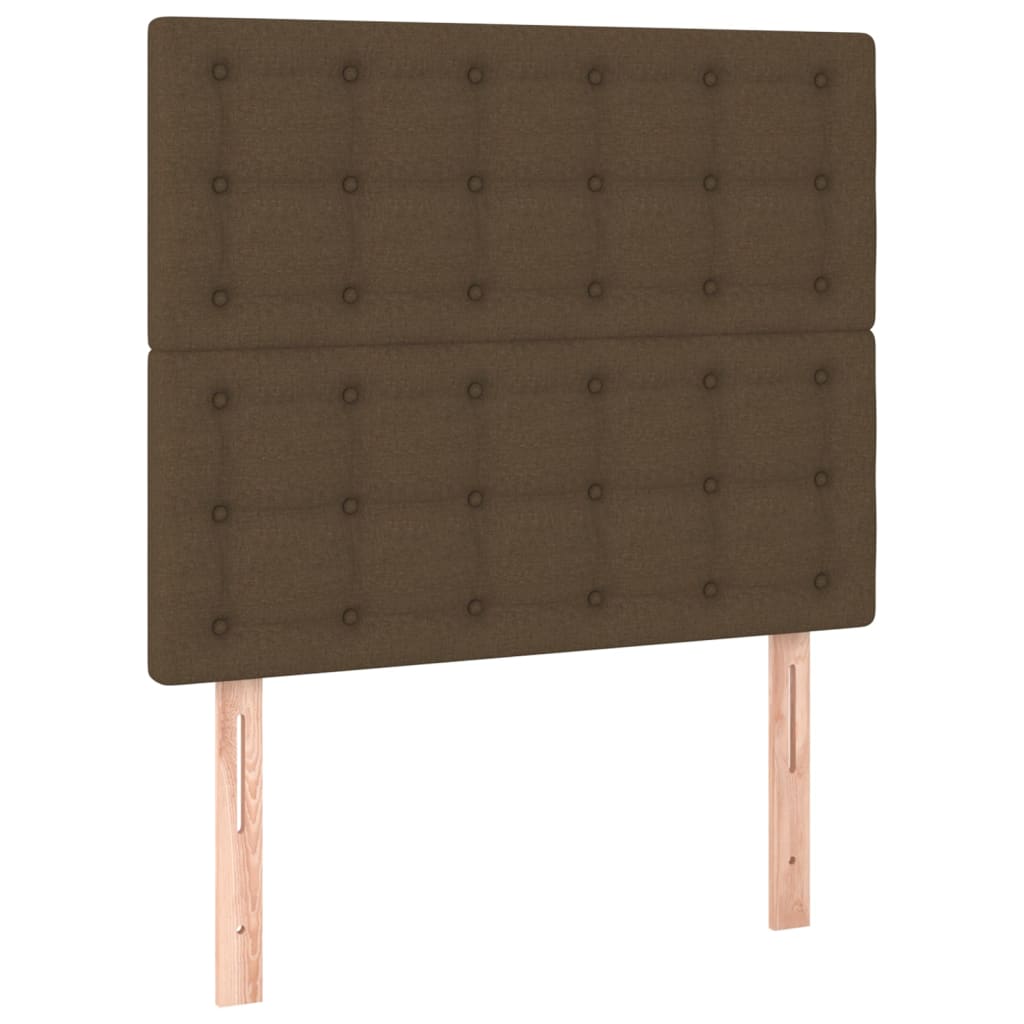 Spring Bed Frame with Dark Brown Mattress 90x190cm Fabric