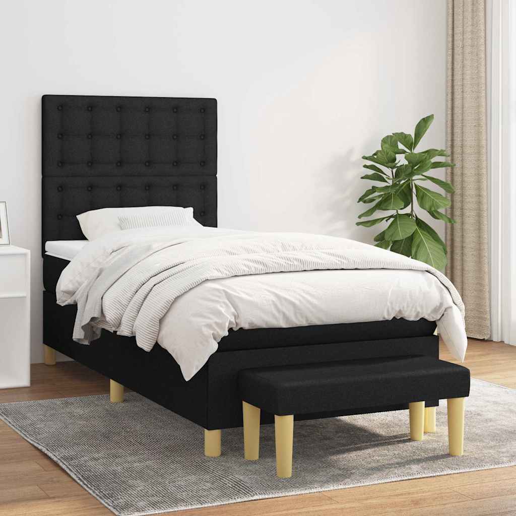 Giroletto a Molle con Materasso Nero 100x200 cm in Tessuto