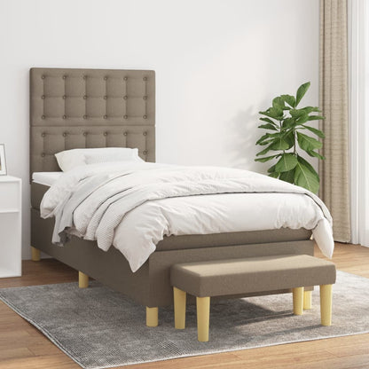 Spring bed frame with dove gray mattress 100x200 cm in fabric