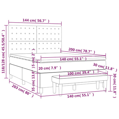 Giroletto a Molle con Materasso Tortora 140x200 cm in Tessuto