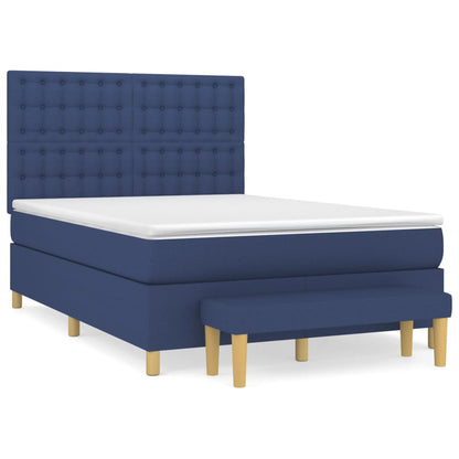 Spring bed frame with blue mattress 140x200 cm in fabric