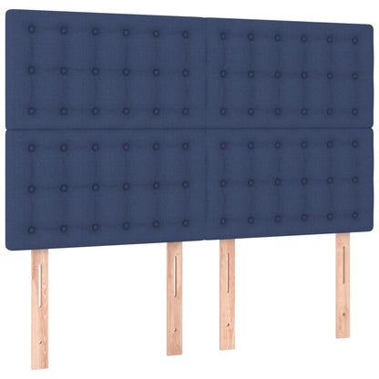 Spring bed frame with blue mattress 140x200 cm in fabric