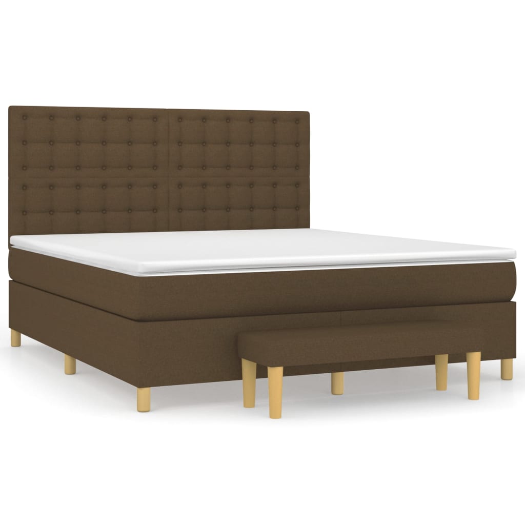Giroletto a Molle con Materasso Marrone Scuro 160x200cm Tessuto | homemem39