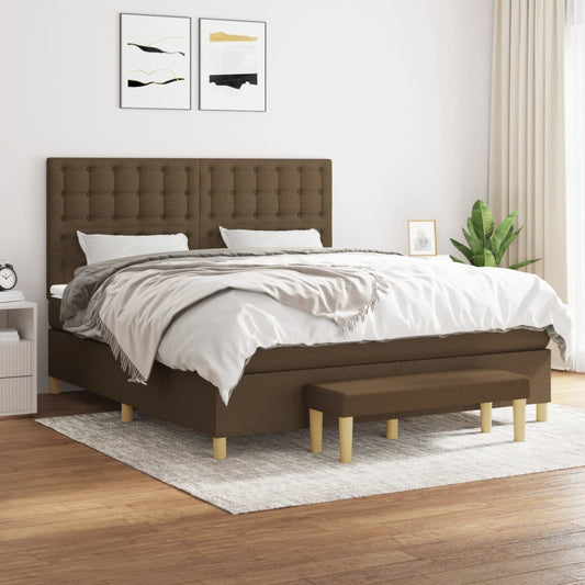 Giroletto a Molle con Materasso Marrone Scuro 160x200cm Tessuto | homemem39