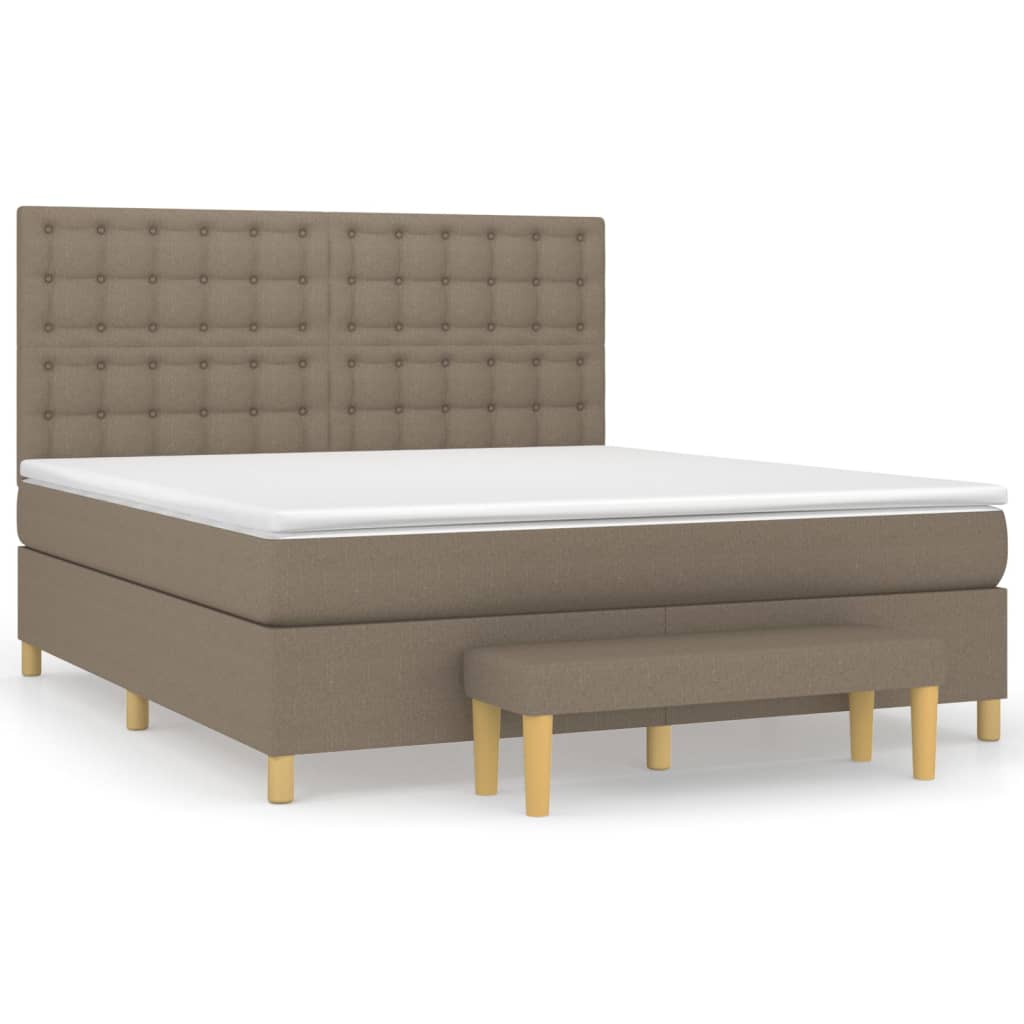 Spring bed frame with dove gray mattress 160x200 cm in fabric