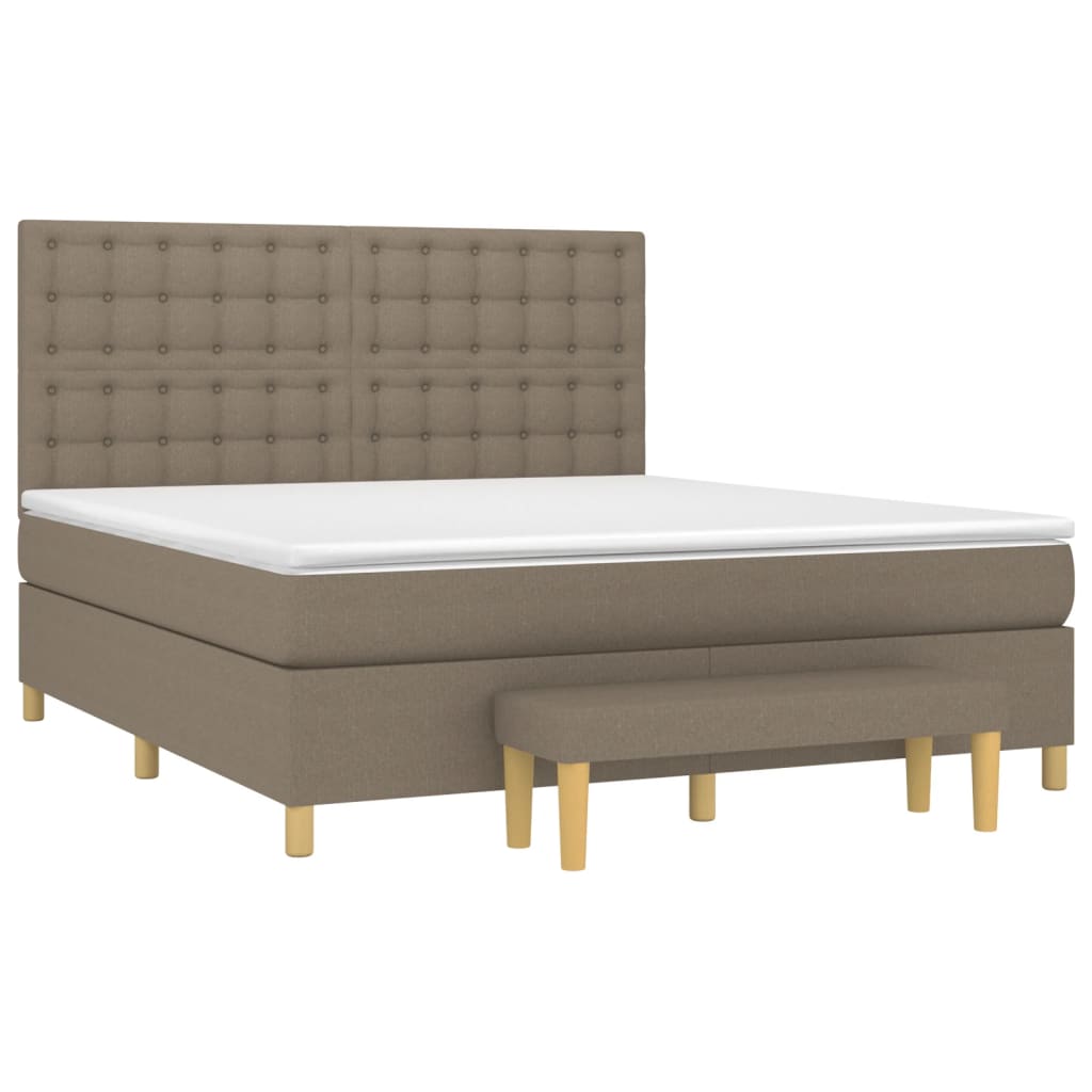 Spring bed frame with dove gray mattress 160x200 cm in fabric